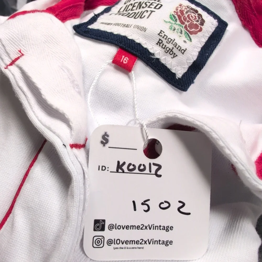 England Rugby Football Union Official Licensed Product Top Kid Size‎ 16 White